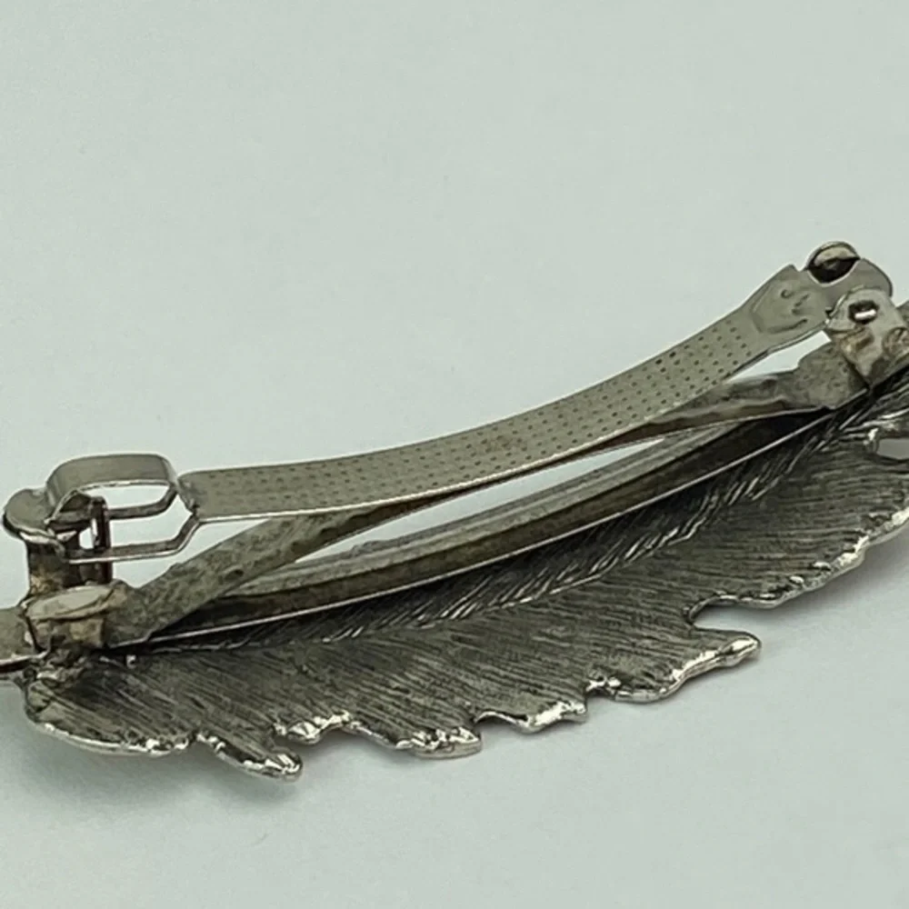 Feather Metal Hair Clip Silver‎ Tone Boho